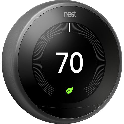 Open Box - Google Nest Learning Thermostat (3rd Generation) (T3016-US) with Nest Temperature Sensor (T5000SF) (Black) (Renewed)