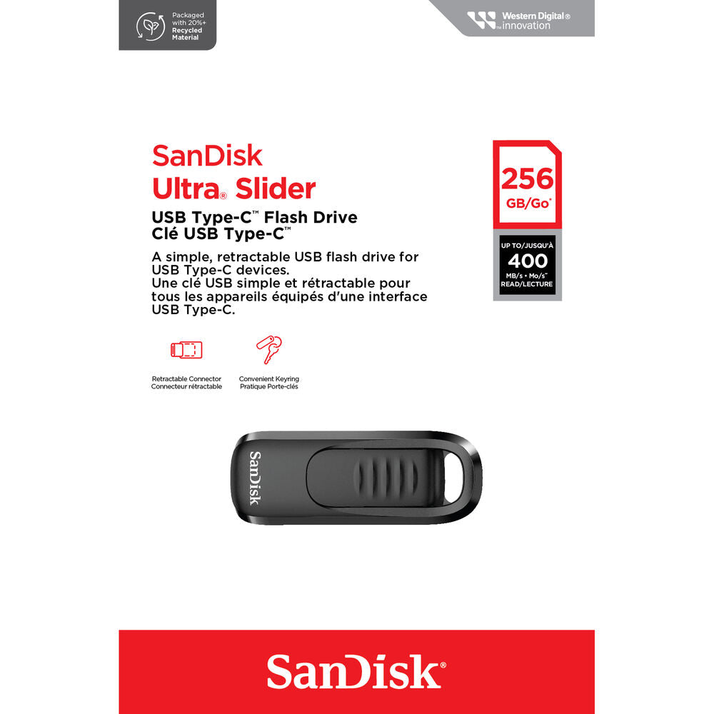 Open Box - SanDisk SDCZ480-256G 256GB Ultra Slider USB-C 3.2 Gen 1 Flash Drive