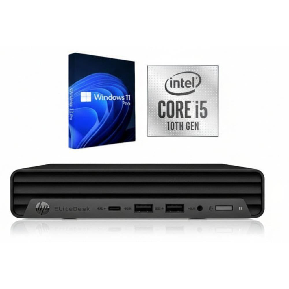 Refurbished (Excellent) - HP EliteDesk 800 G6 Mini Desktop Combo - Includes 24" Monitor, Wired Keyboard & Mouse (Intel i5-10500T / 16 GB RAM / 256 GB SSD / Windows 11 Pro)