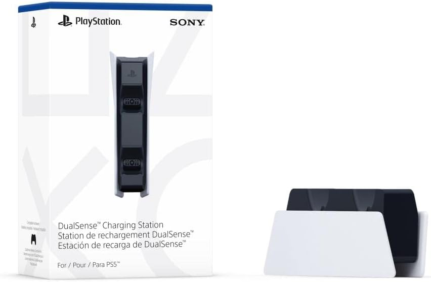 Open Box - Sony Bundle PlayStation 5 Slim 1TB w/disc drive + Charging Station + 1 Dual Sense White and Gray Camouflage