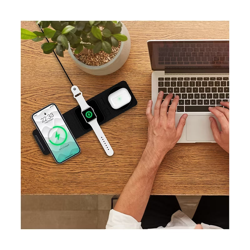 Open Box - IHome 3-in-1 Foldable Wireless Charging Pad with USB-C Wall Charger and USB-C Cable