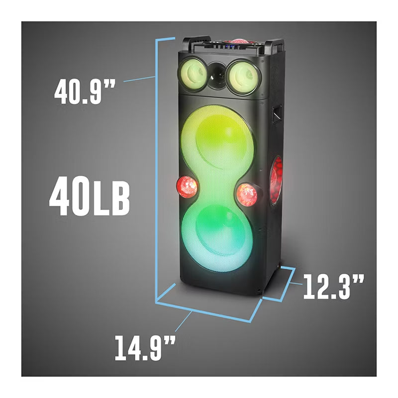 Open Box - QFX PBX-1260 Dual 12" Party Speaker With Rechargeable Battery and LED Lights