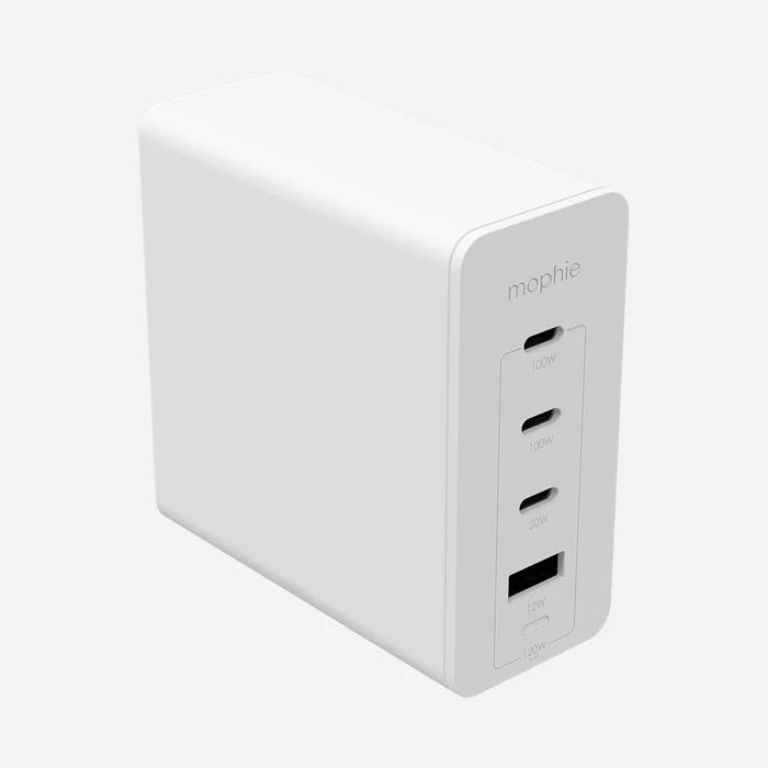 Open Box - Mophie Speedport 120W 4-Port GaN Wall Charger (White) - Travel Kit