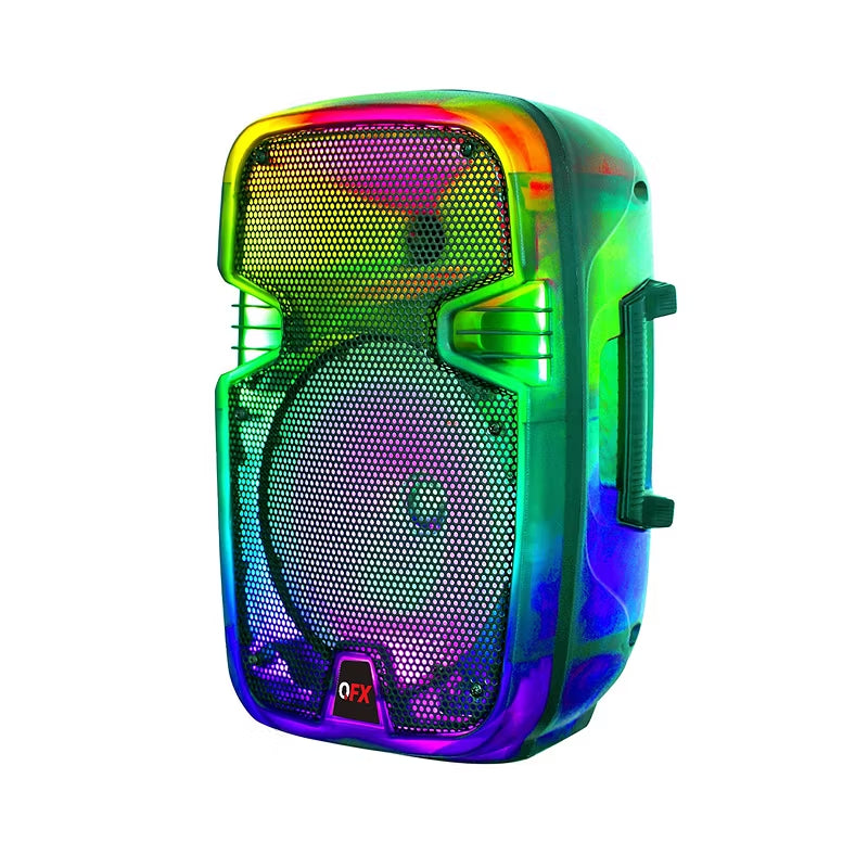 Open Box - QFX 8" Translucent Portable Party Speaker With Rechargeable Battery and Wired Microphone