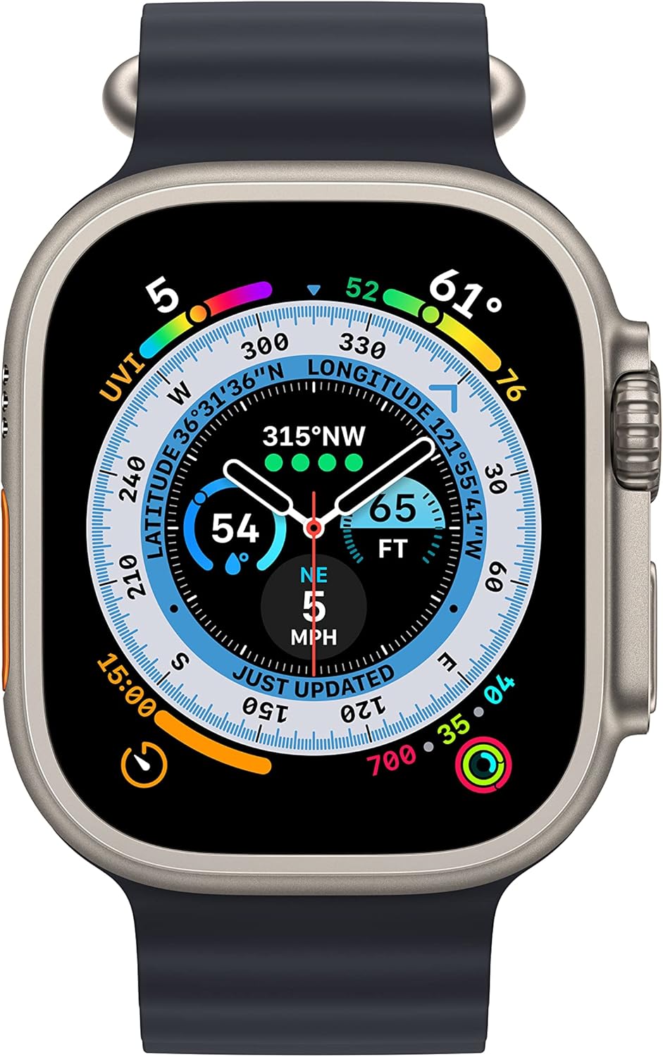 Refurbished (Excellent) - Apple MQET3LL/A Watch Ultra (GPS + Cellular) 49mm Titanium w/ Midnight Ocean Band - Titanium (2022)