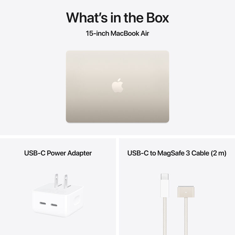Open Box - Apple MacBook Air w/ Touch ID 15.3" Laptop - Starlight (Apple M4 / 16 GB RAM / 512GB SSD / MacOS)