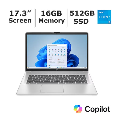 Open Box - HP B94P2UA#ABA 17.3" Diagonal Touchscreen Laptop - Silver (Intel Core i5 1335U / 16GB RAM / 512 GB SSD / Windows 11 Home)