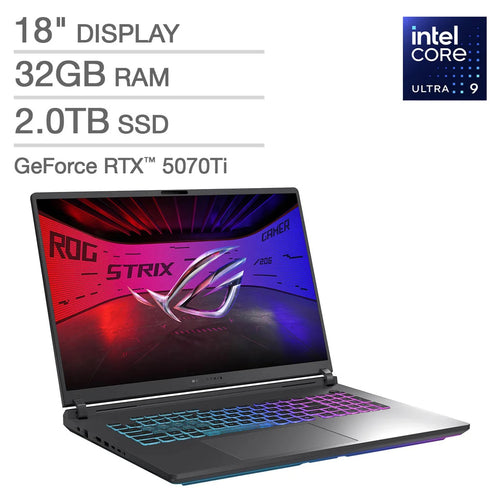 Open Box - Asus ROG Strix G18 G815LR-IS97 18" Laptop - Eclipse Gray (Intel Core™ Ultra 9 Processor 275HX / 32GB RAM / 2 TB SSD / GeForce RTX™ 5070 Ti / Windows 11 Home)