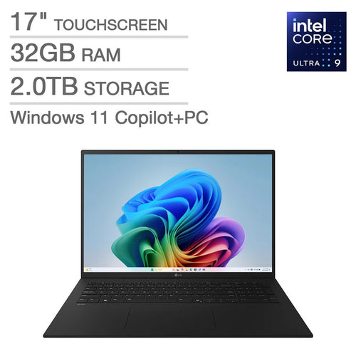 Open Box - LG gram 17" Copilot+ PC 17Z90TL-H.AUB9U1 Touchscreen Laptop - Black (Intel® Core™ Ultra9  (Series 2) 288V 48TOPS NPU / 32 GB RAM / 2 TB SSD / Windows 11 Home)