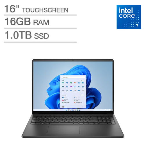Open Box - Dell 16" Touchscreen Laptop - Carbon Black (Intel Core 7 150U / 16 GB DDR5 RAM / 1 TB SSD / Windows 11 Home)