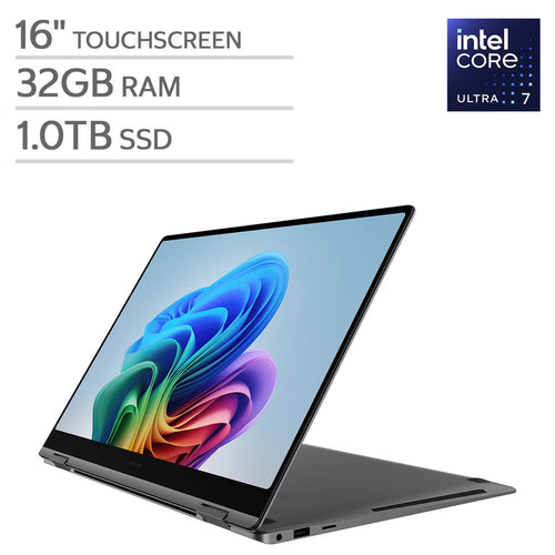 Open Box - Samsung Galaxy Book5 Pro 360 16" Touchscreen Laptop - Gray (Intel® Core™ Ultra 7 258V, NPU - Intel® AI Boost / 32 GB RAM / 1 TB SSD / Windows 11 Home)