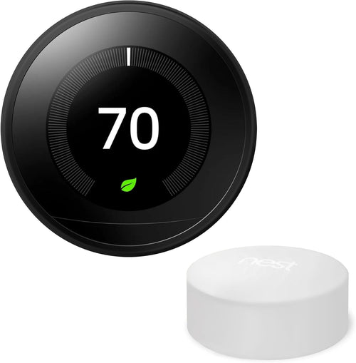 Open Box - Google Nest Learning Thermostat (3rd Generation) (T3016-US) with Nest Temperature Sensor (T5000SF) (Black) (Renewed)