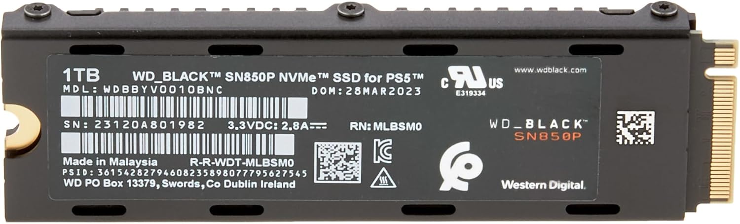 Refurbished (Excellent) - Western WD_BLACK 1TB SN850P NVMe M.2 SSD Officially Licensed Storage Expansion for PS5 Consoles, up to 7300MB/s