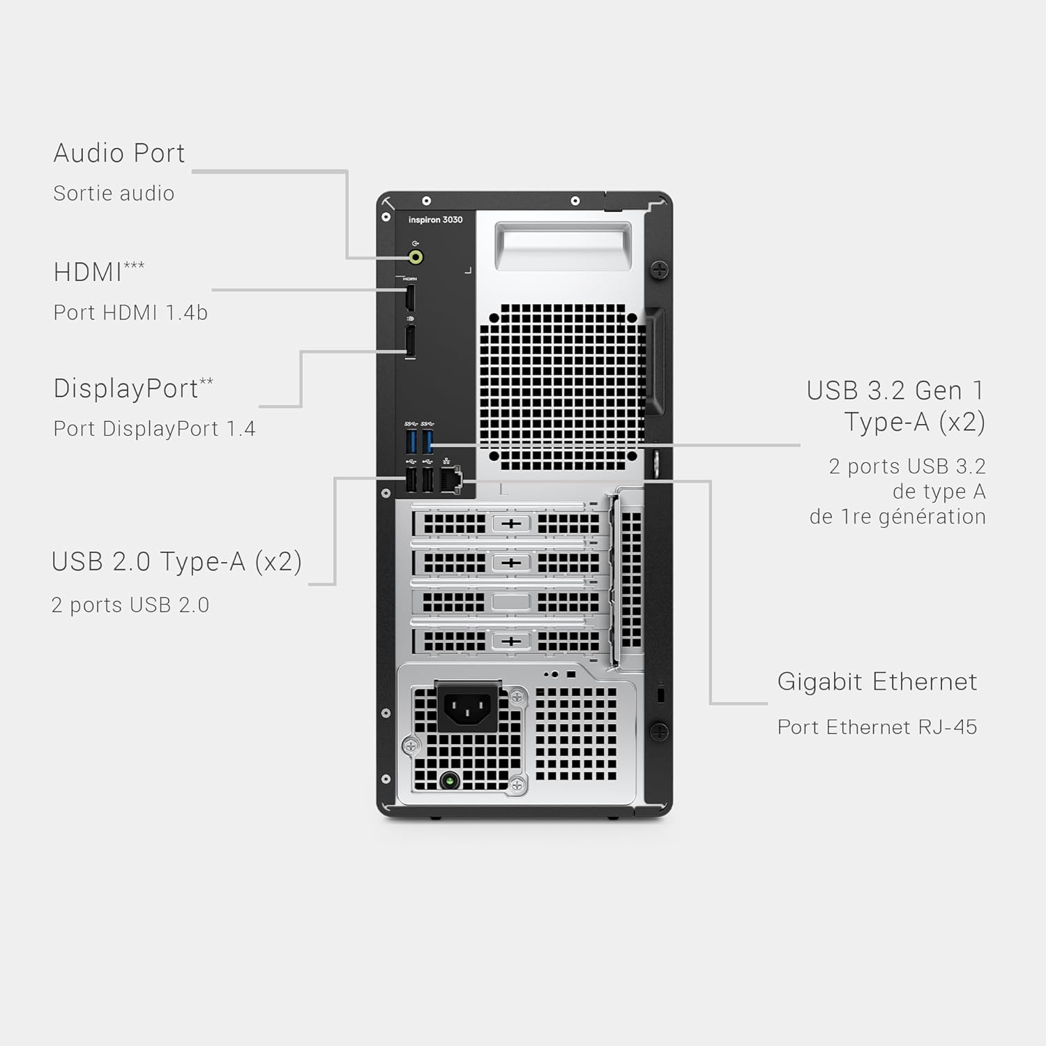 Refurbished (Excellent) - Dell Inspiron 3030 Desktop - Black (Intel Core i7-14700 / 16 GB RAM / 1 TB SSD / RTX 3050 / Windows 11 Home with Keyboard & Mouse)