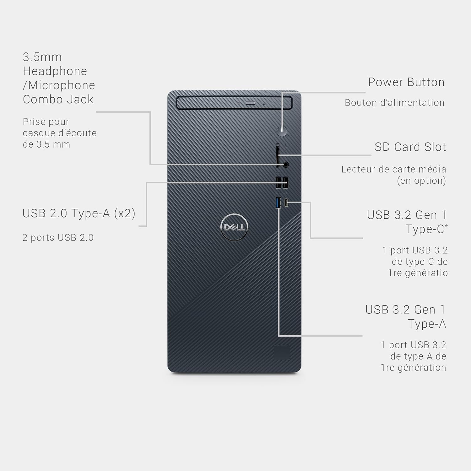 Refurbished (Excellent) - Dell Inspiron 3030 i3030-7646BLU-PUS Desktop - Black (Intel Core i7-14700 / 16 GB RAM / 1 TB SSD / RTX 3050 / Windows 11 Home)