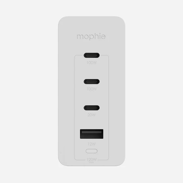 Open Box - Mophie Speedport 120W 4-Port GaN Wall Charger (White) - Travel Kit