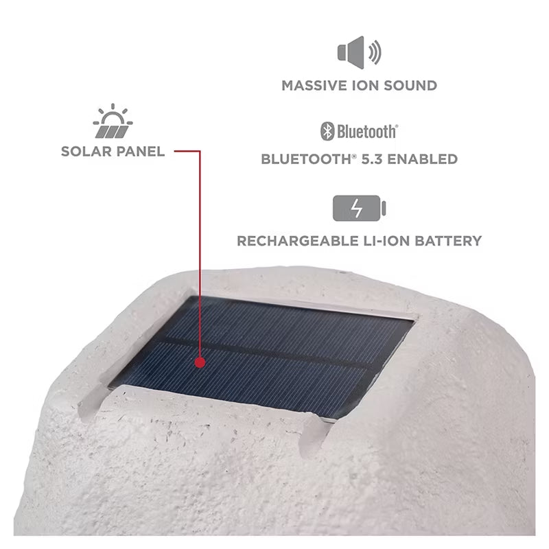 Open Box - ION Solar Glow Stone Link Rock Speaker with Lights