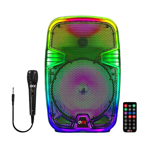 Open Box - QFX 8" Translucent Portable Party Speaker With Rechargeable Battery and Wired Microphone