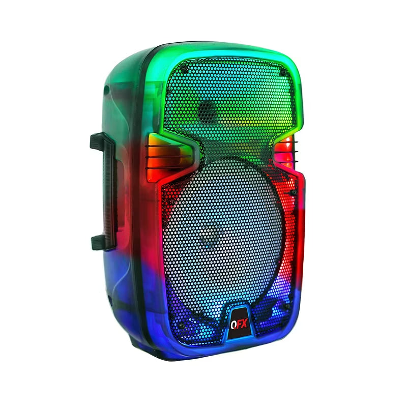 Open Box - QFX 8" Translucent Portable Party Speaker With Rechargeable Battery and Wired Microphone