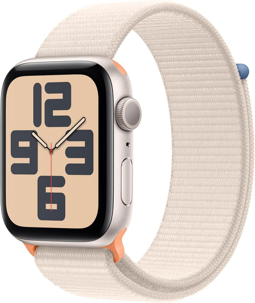 Open Box - Apple MRE63LL/A Watch SE (2nd Gen) [GPS 44mm] Smartwatch w/Starlight Aluminum Case w/Starlight Sport Loop