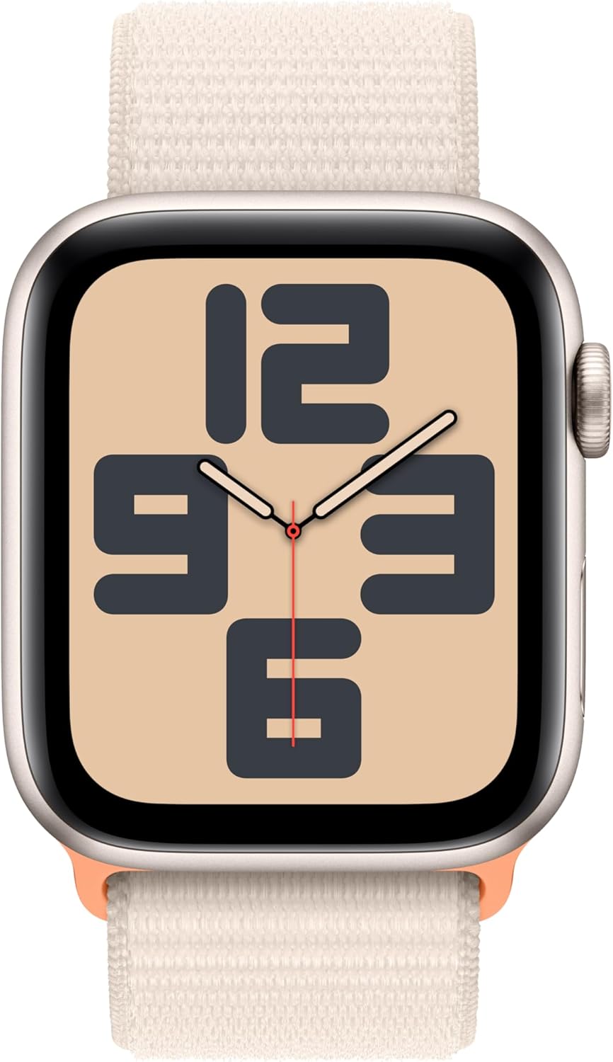 Open Box - Apple MRE63LL/A Watch SE (2nd Gen) [GPS 44mm] Smartwatch w/Starlight Aluminum Case w/Starlight Sport Loop