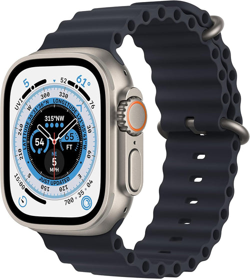 Refurbished (Excellent) - Apple MQET3LL/A Watch Ultra (GPS + Cellular) 49mm Titanium w/ Midnight Ocean Band - Titanium (2022)